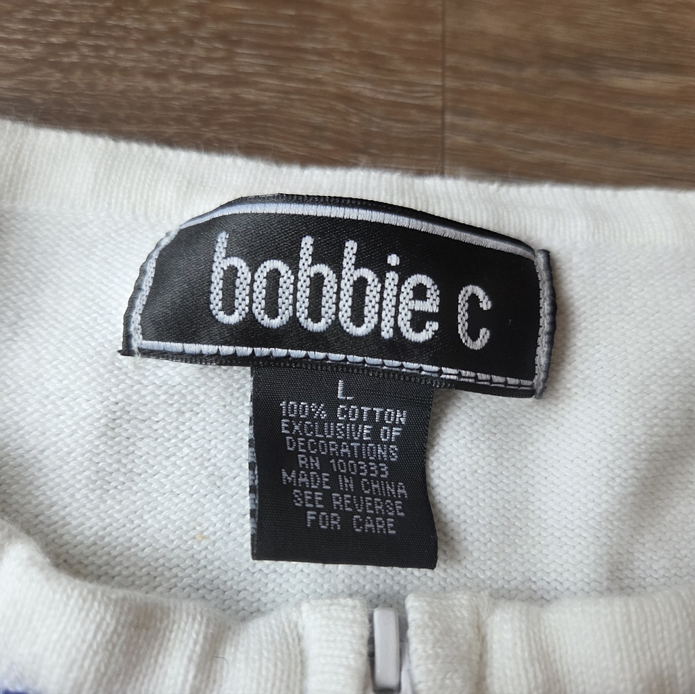 Vintage Bobbie C Embroidered Golf Patch Knit Cardigan Jacket Women Full Zip sz L - Picture 6 of 10